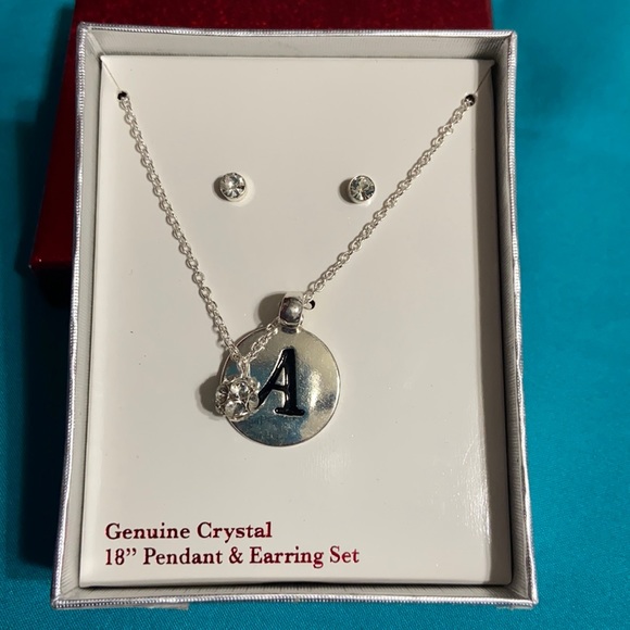 Jewelry - Pendant “A” necklace and earring set.